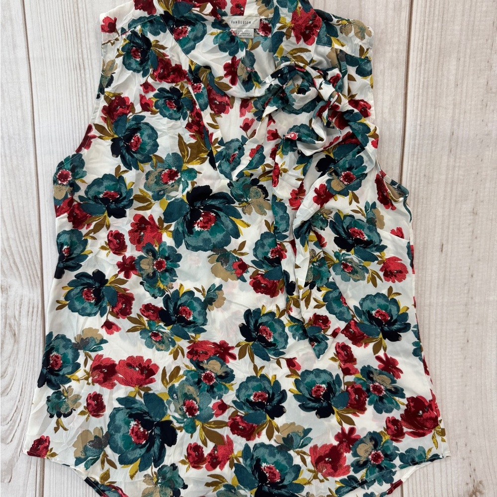 Van Heusen Floral Sleeveless Top - burgundy and teal